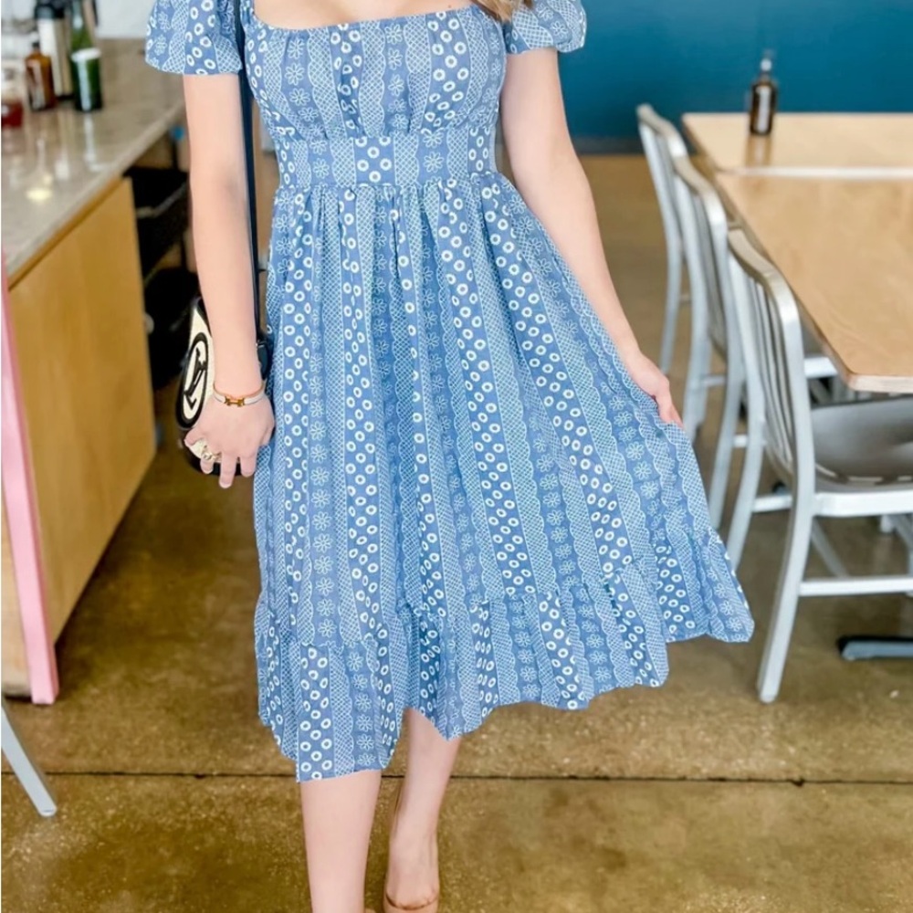 Blue Floral Women's Dress